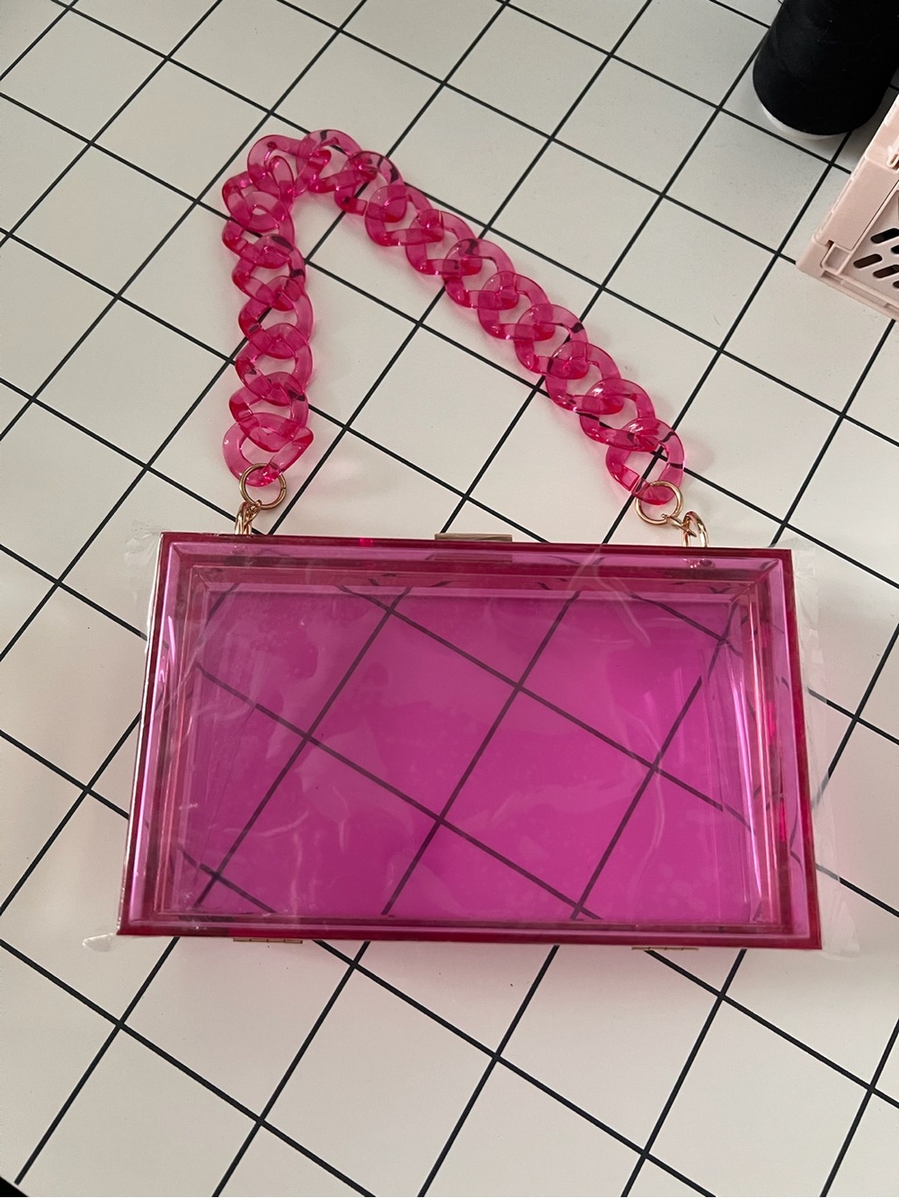 Clear Pink Acrylic clutch Bag
